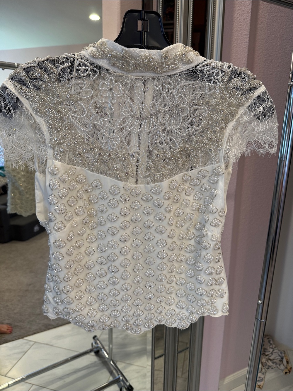 Alice + Olivia Off White Beaded Lace Wedding Dress